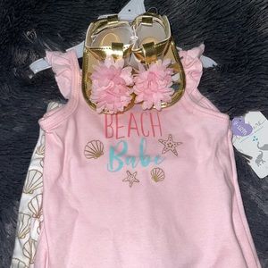 Girls Little Treasure Beach Short Set with Sandals 9-12 months Beach Babe